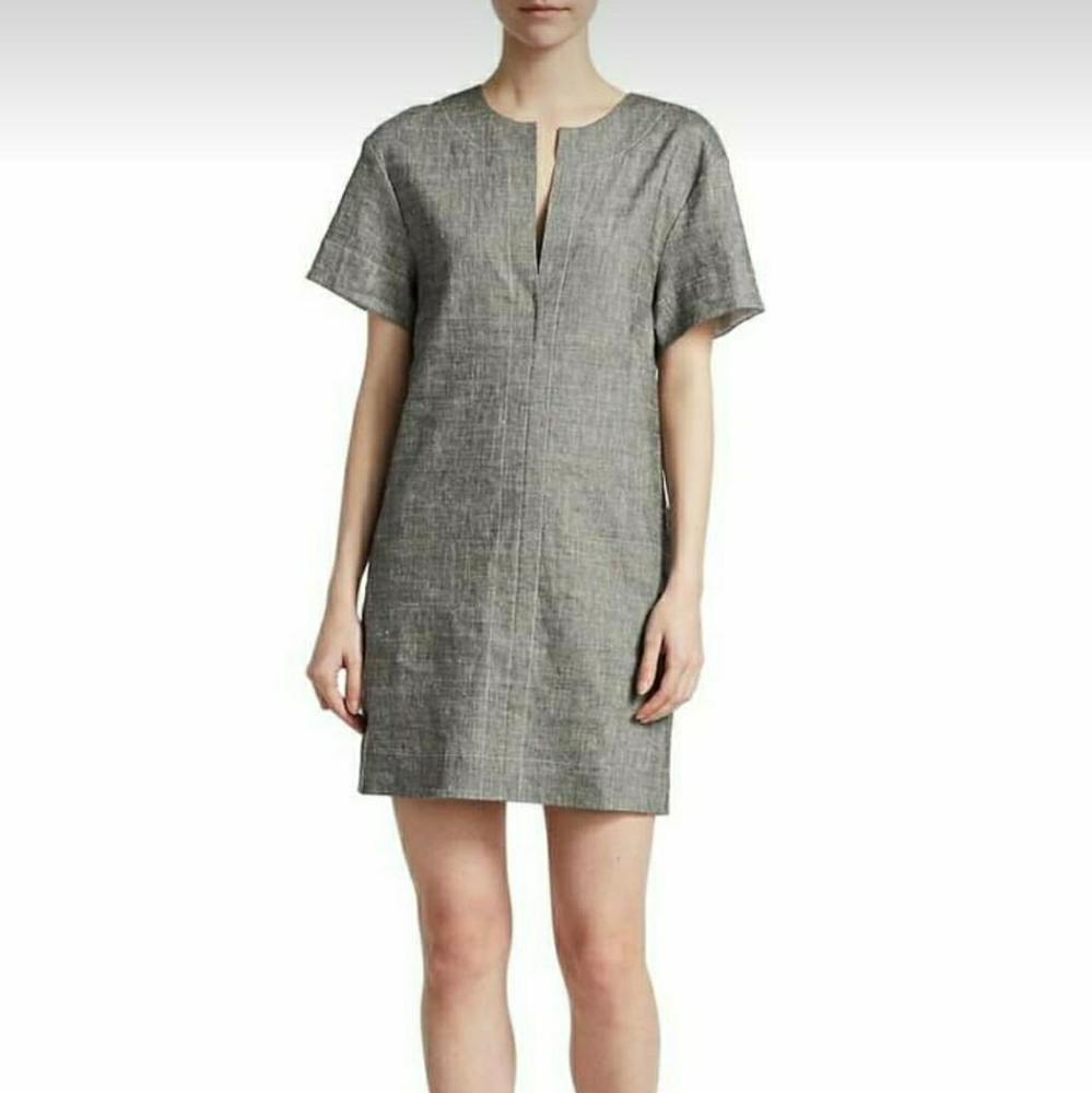 Linen blend shift dress